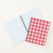 Notebook Gingham rosa - Diário estético suave