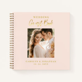 Notebook Guestbook Elegante Dourado Script Weding
