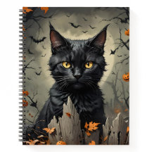 Notebook Halloween Cat Bullet Line