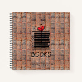 Notebook "I Love Books" 2026 Lendo Log