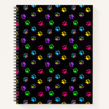 Notebook Impressão de patas coloridas