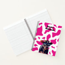 Notebook Impressão de vaca rosa personalizado