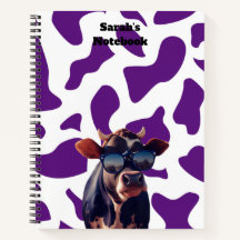 Notebook Impressão de vaca roxo
