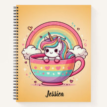 Notebook Kawaii Whimsical Rainbow Unicorn