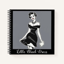 Notebook LBD Glamor - Diário de vestido preto pequ