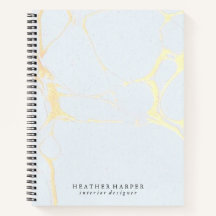 Notebook - mármore azul e Dourado