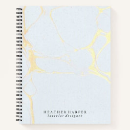 Notebook - mármore azul e Dourado