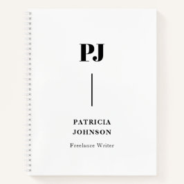 Notebook Mínimo Preto E Monograma Branco