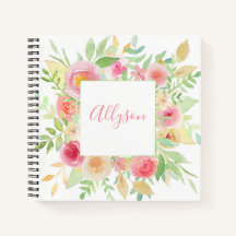 Notebook Pastel Floral Frame Spiral