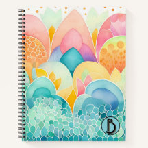 Notebook Pastel Jewels Boho inspirado na espiral