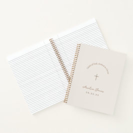 Notebook personalizado Baptism Gift Cross Beige