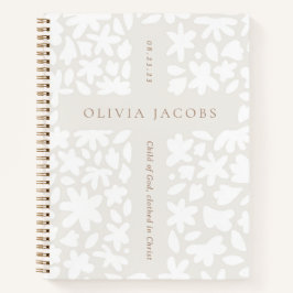 Notebook Personalizado Baptism Gift Floral Cross
