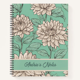 Notebook Personalizado De Cinza Floral Dusty Dahli