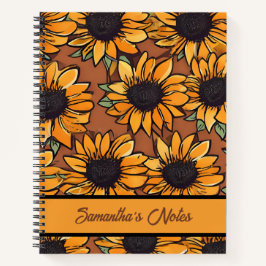 Notebook Personalizado Padrão Floral de Girassol