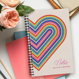 Notebook Rainbow Heart Spiral - Magenta