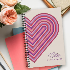 Notebook Rainbow Heart Spiral - Plum