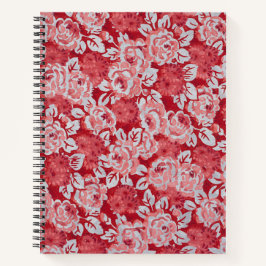 Notebook rosa com padrão rosa e espiral vermelha