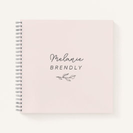 Notebook rosa minimalista elegante botânico