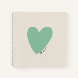 Notebook Seafoam Green Mint Heart Square