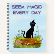 Notebook Seek Magic All Day Witch Cat