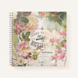 Notebook Vintage Floral Mocking Bird Personalizado