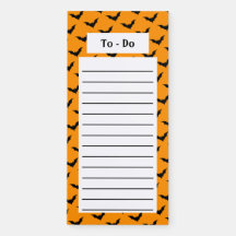 Notepad Magnético Bats Preto e Laranja Personaliza