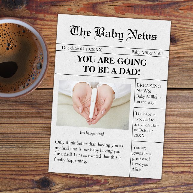 Notícias Engraçadas Anúncio De Gravidez Para Marid (funny unique newspaper pregnancy announcement for dad pregnancy reveal to husband)