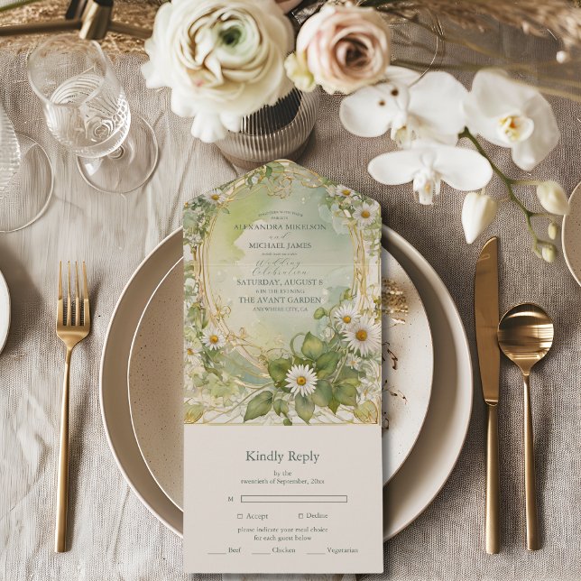 Nouveau Daisies Marfim Verde Casamento (Criador carregado)