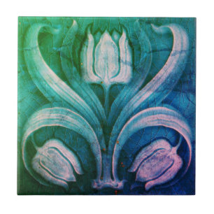 Nouveau de Arte com Vintagem de Azulejos Cerâmicos