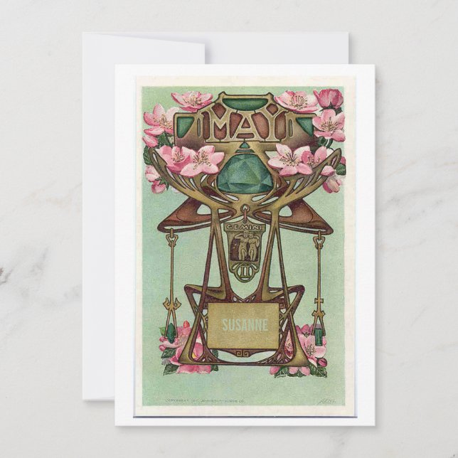 Nouveau May Gemini zodiac aniversário Convite (Frente)