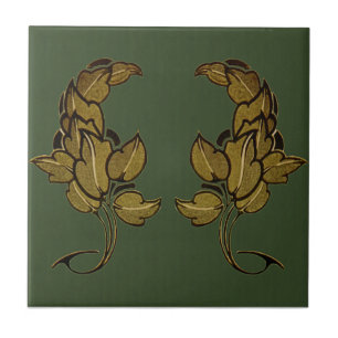 Nouveau Verde Deixa Azulejo cerâmico em destaque