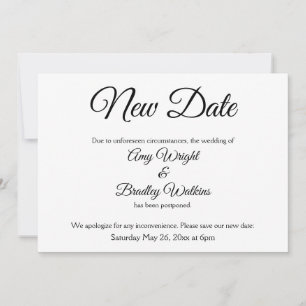 "Nova Data" Anúncio de Casamento Adiado com Elegân