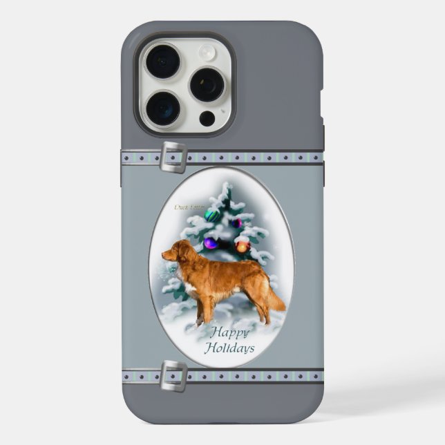 Nova Escócia Duck Toller Feriados de Natal Azuis (Verso)