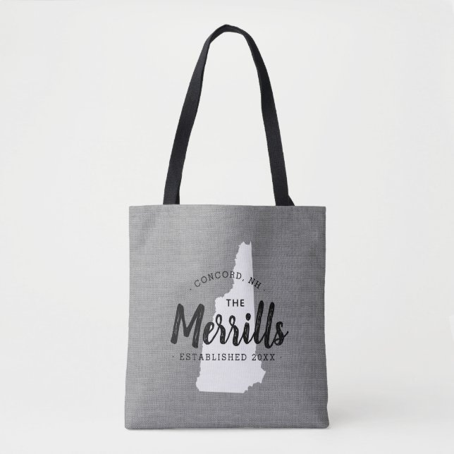 Nova família Hampshire Monograma State Tote Bag (Frente)