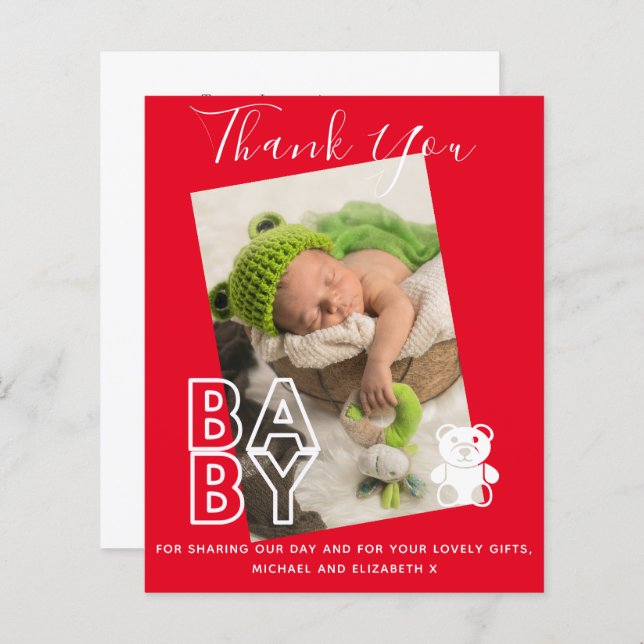 Nova Foto Do Bebê Obrigado Cartões Orçamento Moder (Frente/Verso)