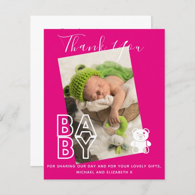 Nova Foto Do Bebê Obrigado Cartões Orçamento Moder (Frente/Verso)