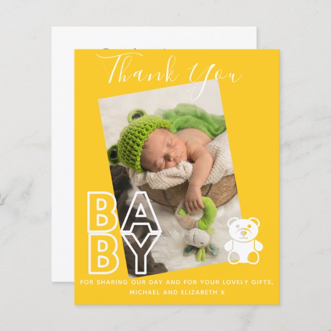 Nova Foto Do Bebê Obrigado Cartões Orçamento Moder (Frente/Verso)