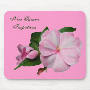 Nova Guiné Impatiens Mousepad branco cor-de-rosa