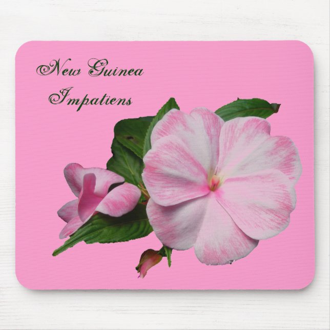 Nova Guiné Impatiens Mousepad branco cor-de-rosa (Frente)