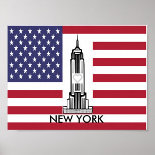 Nova Iorque American Flag Poster