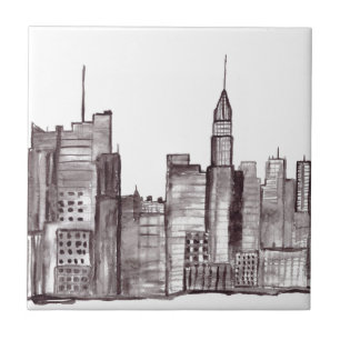 Nova Iorque aquarela de Manhattan