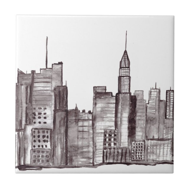 Nova Iorque aquarela de Manhattan (Frente)