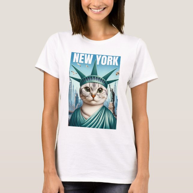 Nova Iorque Cat Estátua da Camisa Liberdade - Dive (Frente)
