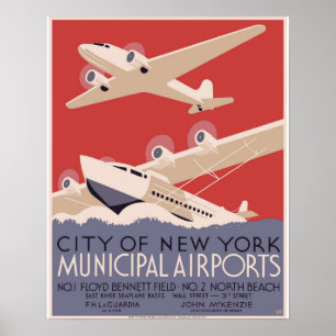 Nova Iorque Municipal Airports WPA Poster de 1937
