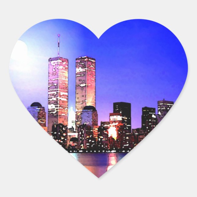 Nova Iorque no adesivo de coração noturno (Frente)