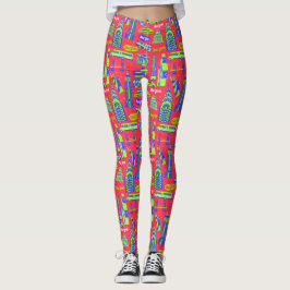 Nova Iorque Pattern Red Leggings