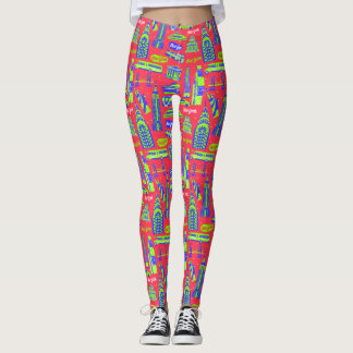 Nova Iorque Pattern Red Leggings