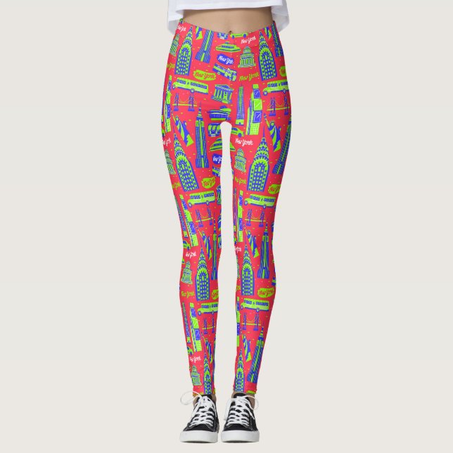 Nova Iorque Pattern Red Leggings (Frente)