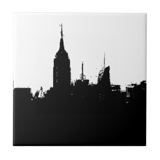 Nova Iorque Skyline Silhouette Square Azulejo (Frente)