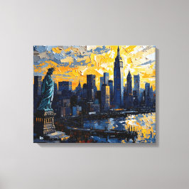 Nova Iorque Skyline Sunset Canvas Wall Art